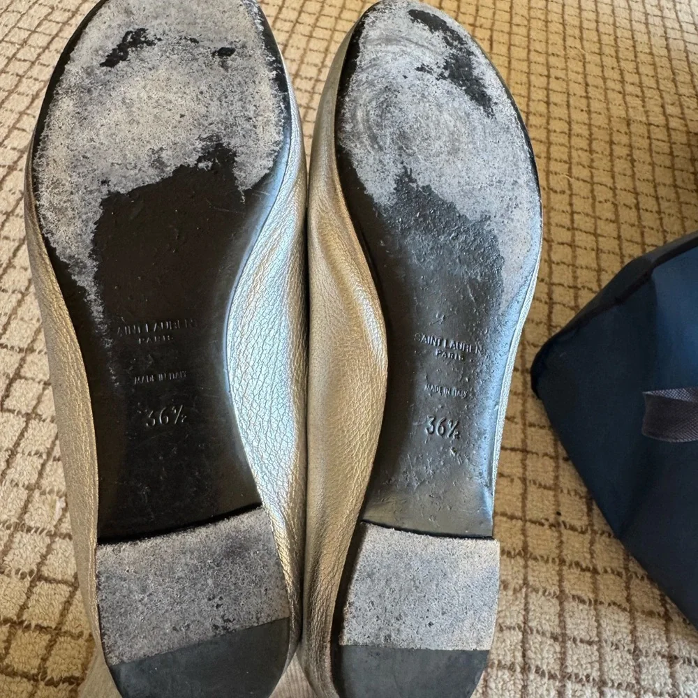 Saint Laurent Metallic Silver Flats - Picture 5 of 5